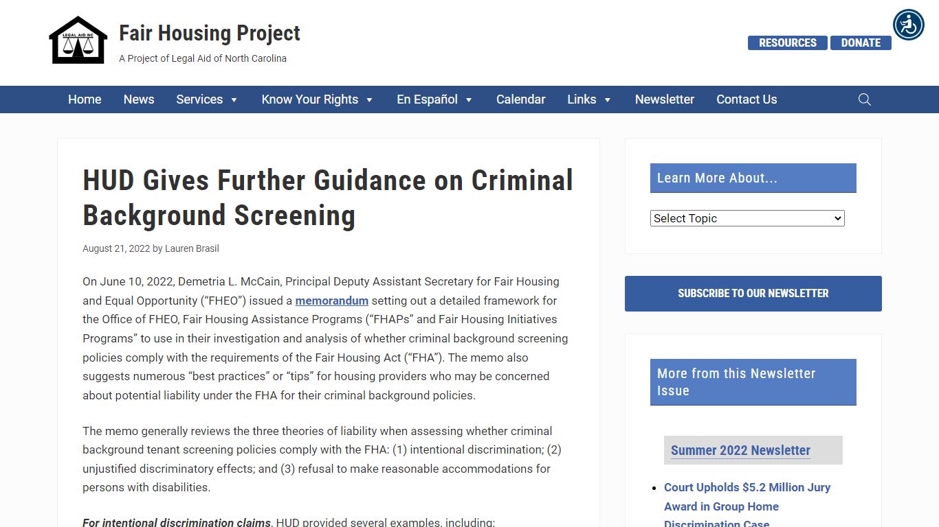 HUD Gives Further Guidance on Criminal Background Screening
